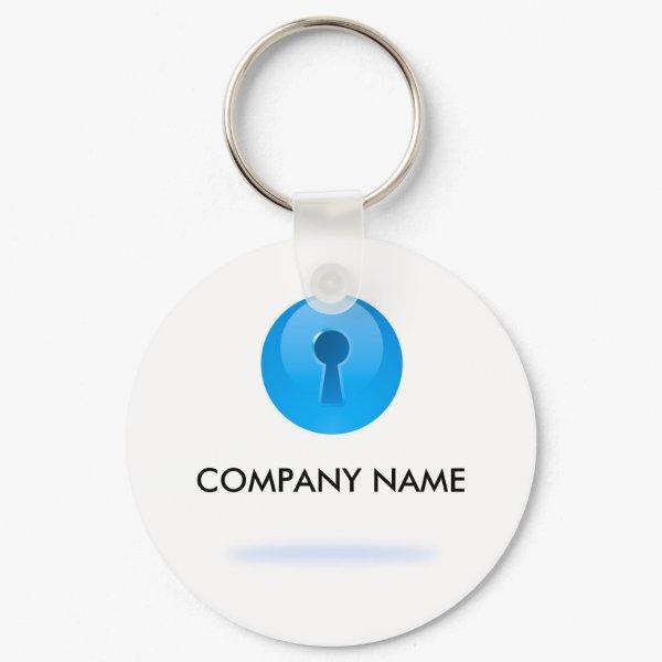 Blue Sphere With Keyhole Customizable Keychain
