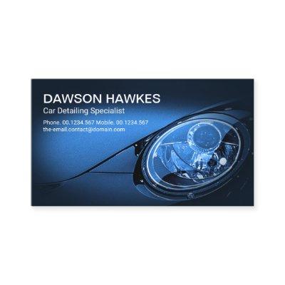 Blue Sports Car Headlights Auto Detailing