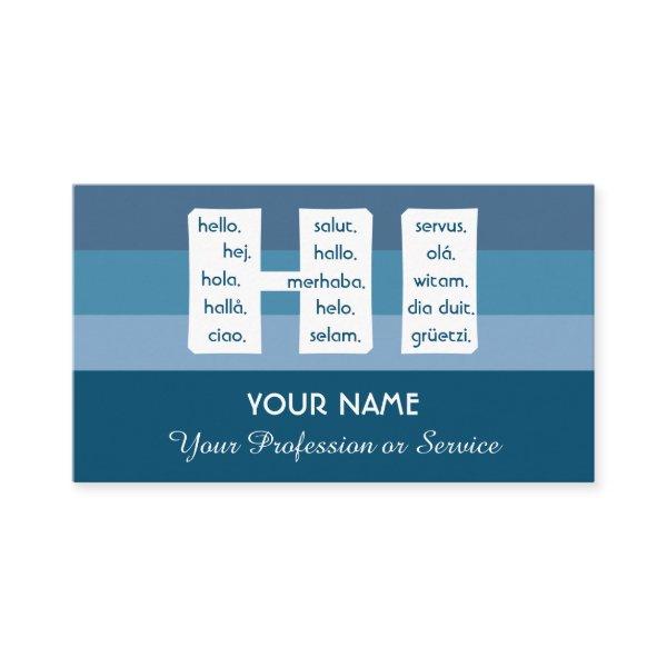 Blue stripes international languages hello busines