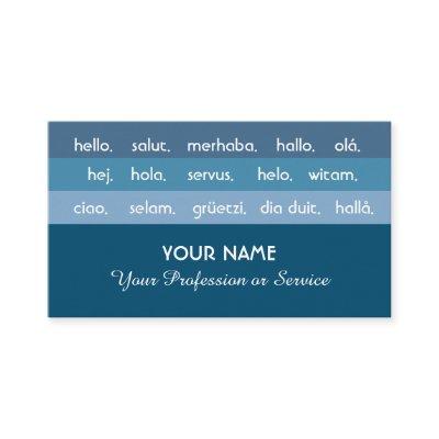 Blue stripes international languages hello