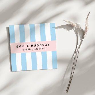 Blue Stripes, White Stripes, Striped Pattern Square