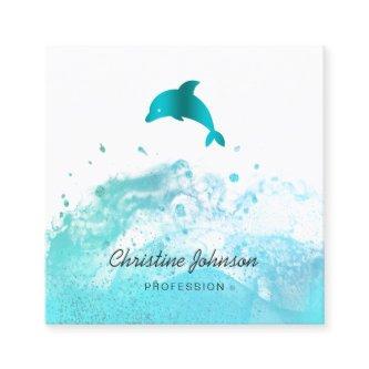 blue teal dolphin square