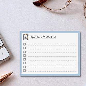 Blue To-Do List with Clipboard and Pen  Post-it Notes