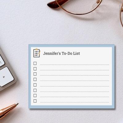 Blue To-Do List with Clipboard and Pen  Post-it Notes