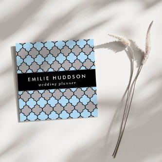 Blue Trellis, Quatrefoil, Moroccan Lattice Square