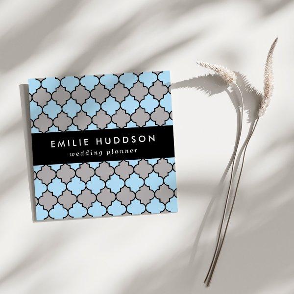 Blue Trellis, Quatrefoil, Moroccan Lattice Square