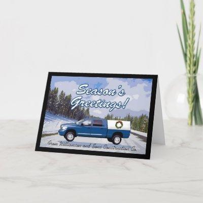 Blue Truck Logo Contractor Christmas Greeting Card