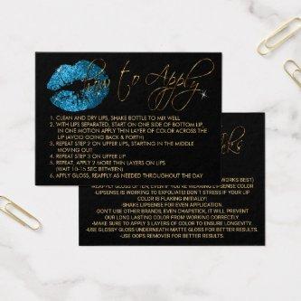 Blue Turquoise Glitter Lips - How to Apply