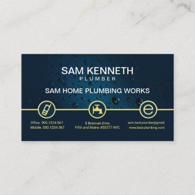 Blue Water Drop Special Gold Plumbing Button