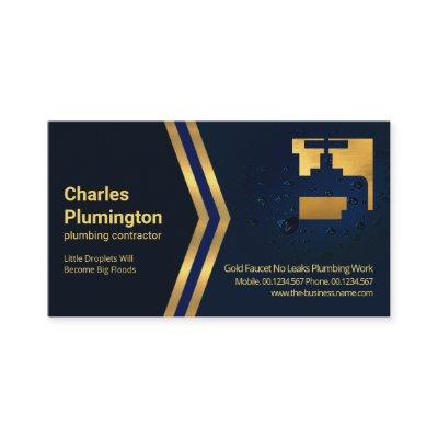 Blue Water Droplets Gold Arrows Plumbing Plumber
