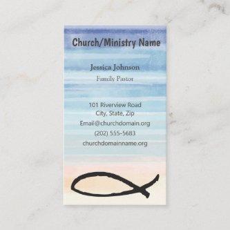 Blue watercolor Fish Church Ministry