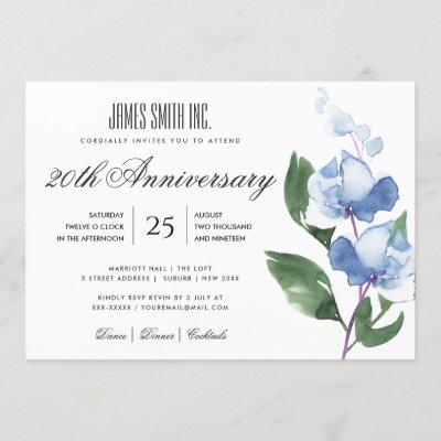 BLUE WATERCOLOR FLORAL CORPORATE PARTY EVENT INVITATION