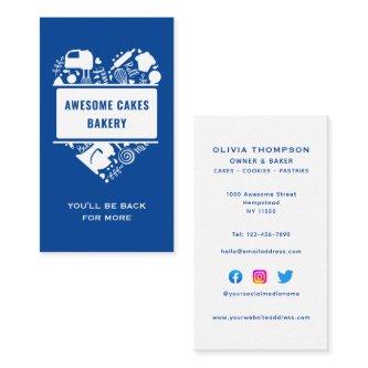 Blue White Baker Bakery Cakes Cookies Pastry Chef
