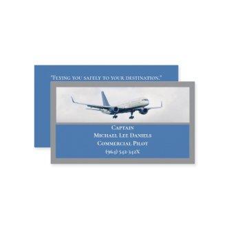 Blue White Commercial  Airplane Captain Pilot