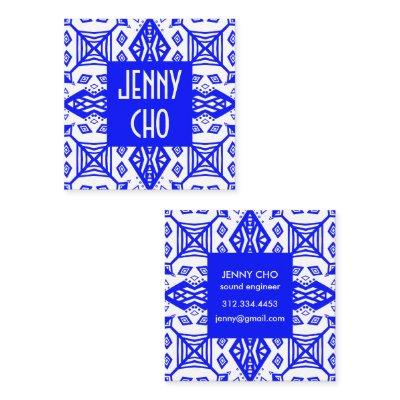 Blue & White Geometric Modern Pattern Square
