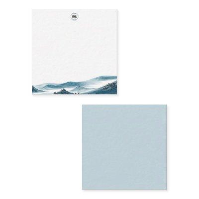 Blue White Mountain View Monogram Note Card