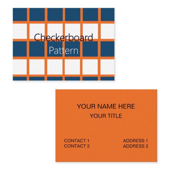 Blue White Orange Checkered Geometric
