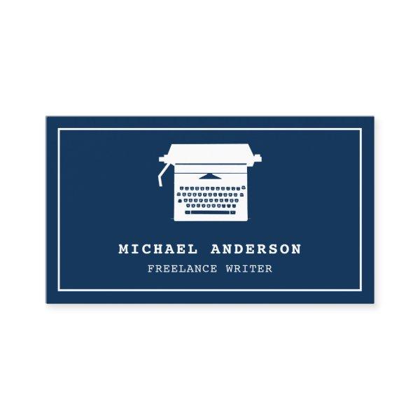 Blue White Vintage Typewriter Professional Writer