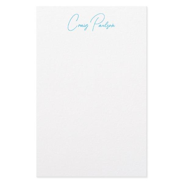 Blue White Your Name Calligraphy Unique Minimalist Stationery