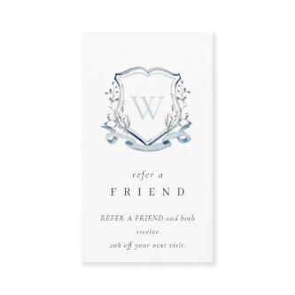 Blue Wildflower Crest Monogram Refer A Friend