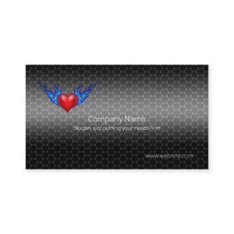 Blue WInged Heart on Metallic-look template