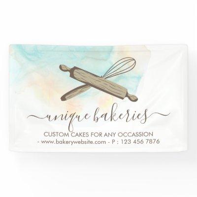 Blue Yellow Circle Baker Cake Makers Banner