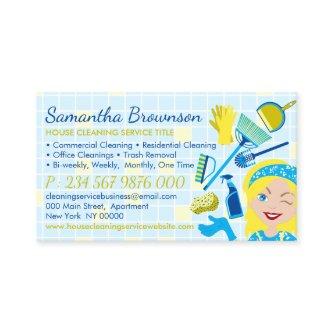 Blue Yellow Cleaning Janitorial Maid Housekeeping