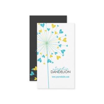 Blue & Yellow Cute Love Hearts Whimsical Dandelion