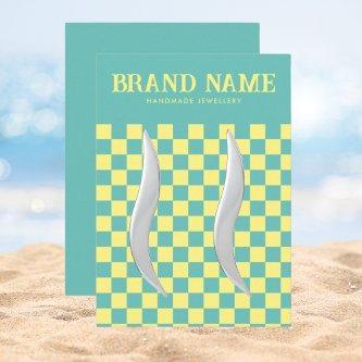 Blue Yellow Retro Bold Groovy Earrings Display