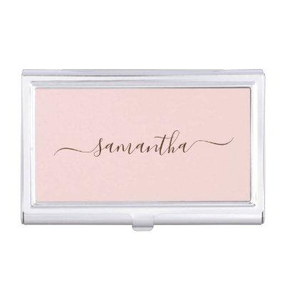 Blush and Dark Brown Elegant Swash Signature Name  Case
