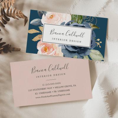 Blush and Navy Flowers | Blue
