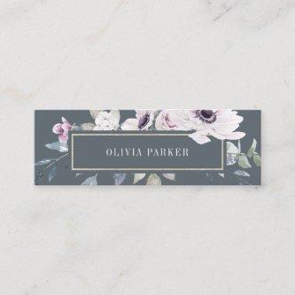 Blush and Soft Violet Floral on Dark Gray Mini