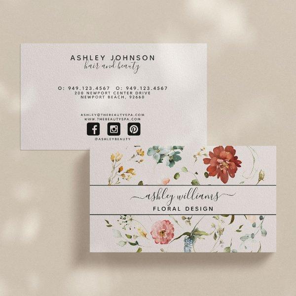 Blush & Black Garden Flowers Script