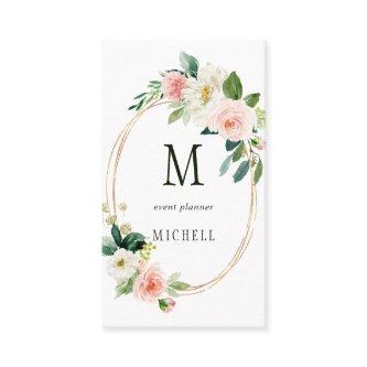 Blush Bloom Oval Gold Frame Monogram