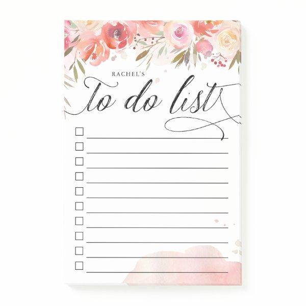 Blush Bouquet Personalized Lined To-Do List Post-it Notes