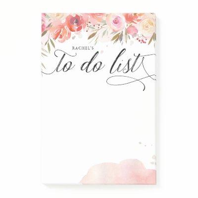Blush Bouquet Personalized Lined To-Do List Post-it Notes