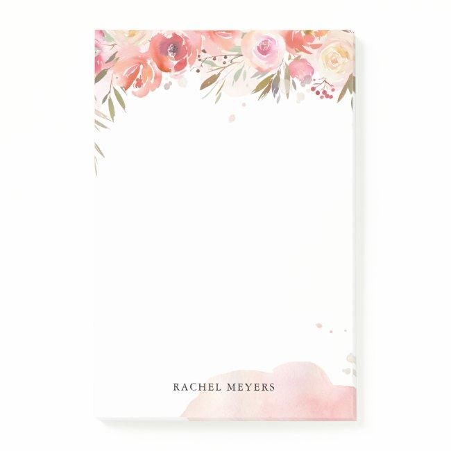 Blush Bouquet Personalized Name Monogram Post-it Notes
