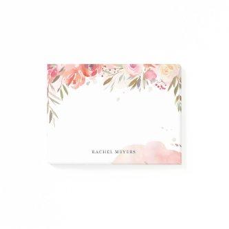 Blush Bouquet Personalized Name Monogram Post-it Notes