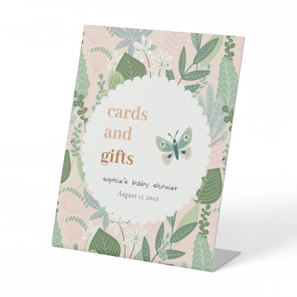 Blush Butterfly Garden Cards & Gift Baby Shower Pedestal Sign