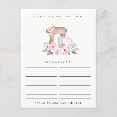 Blush Cake Mixer Floral Recipe Request Baby Shower Postcard