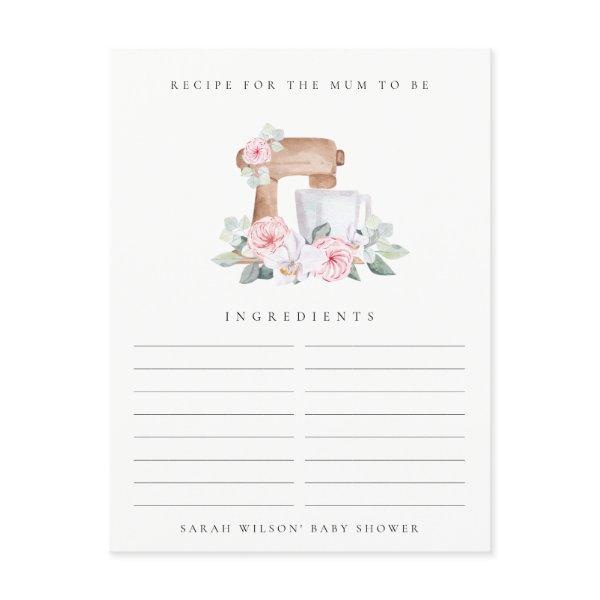 Blush Cake Mixer Floral Recipe Request Baby Shower Postcard