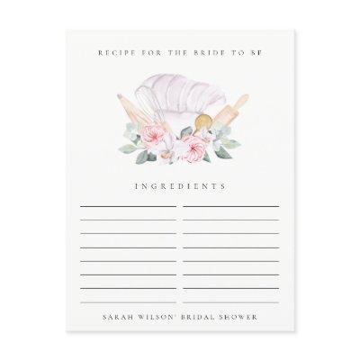 Blush Chef Hat Floral Recipe Request Bridal Shower Postcard