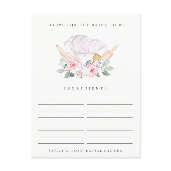 Blush Chef Hat Floral Recipe Request Bridal Shower Postcard