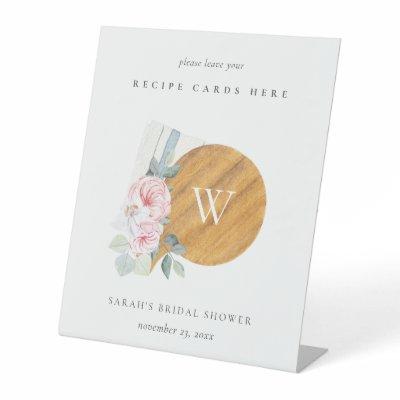 Blush Chopping Board Recipe Card Bridal Shower Pedestal Sign