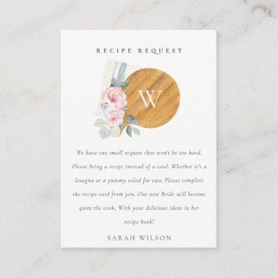 Blush Chopping Board Recipe Request Bridal Shower Enclosure Card