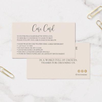 Blush Clothing Care Card Editable Instructions