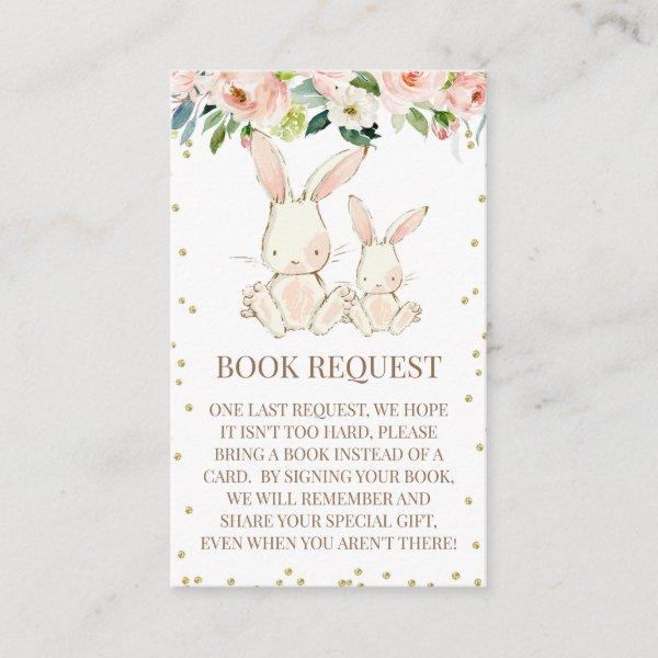 Blush Floral Bunnies Baby Shower Enclosure Card