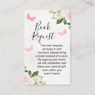 Blush Floral Butterfly Book Request Insert