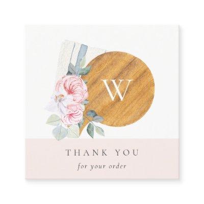 Blush Floral Chopping Board Napkin Thank You Square