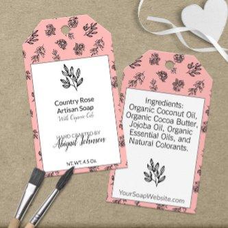 🧼🌿 🌹 Blush Floral Gift Tags for Handmade Soap